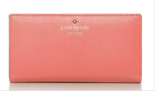 Kate Spade Mikas Pond Stacy wallet in Flo Coral Photo taken from www.katespade.com
