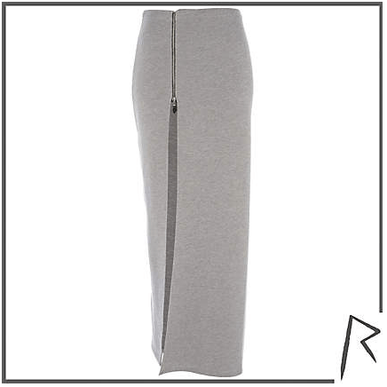 Grey Rihanna thigh split sweat maxi skirtPhoto from www.riverisland.com