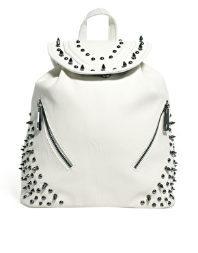 River Island White Studded Backpack